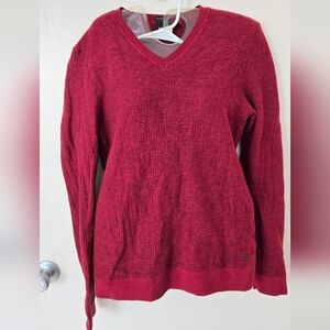 Hugo Boss Deep Red Burgandy V-Neck Sweater Slimfit NWOT